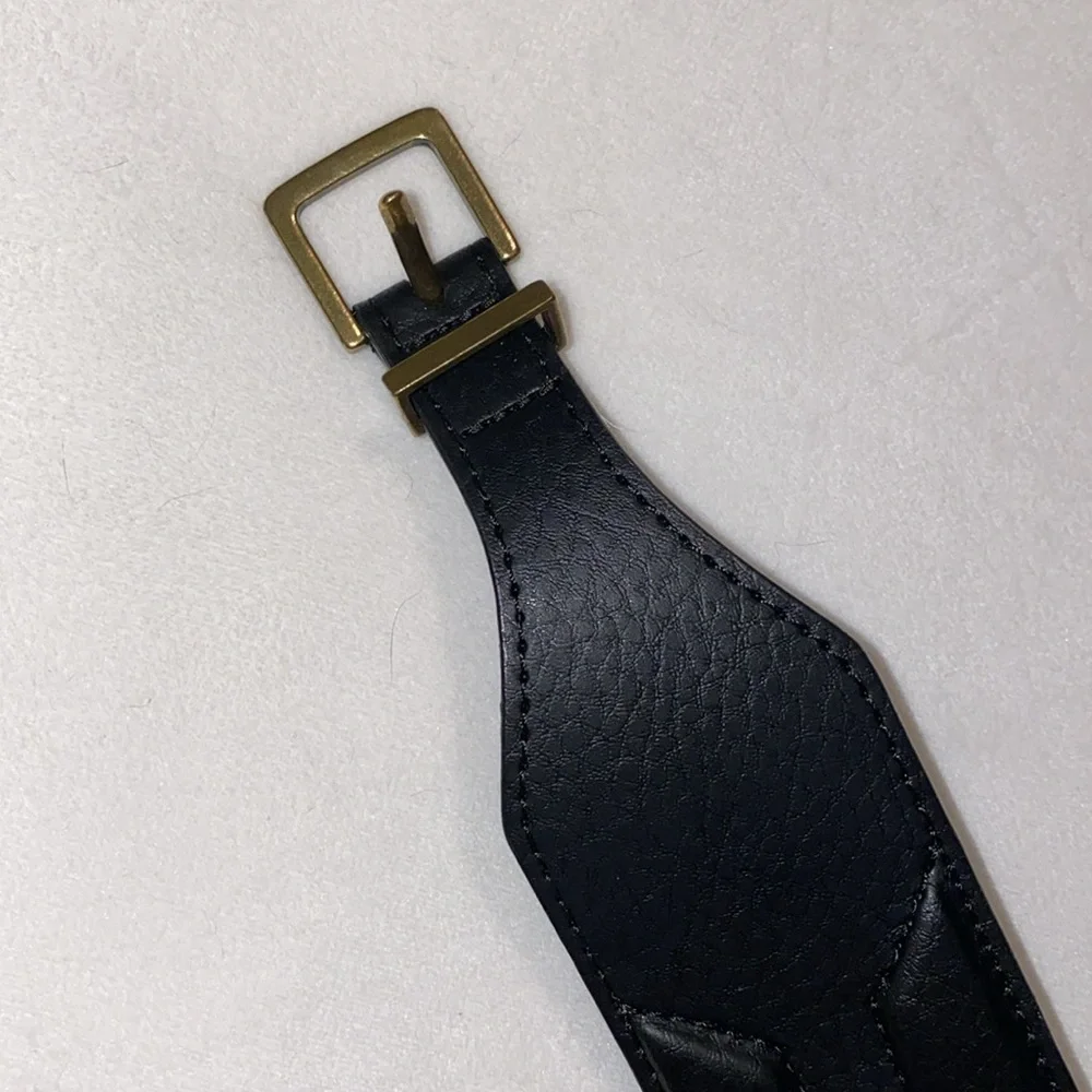 Women's‎ Black Leather Stretch Belt Size M/L